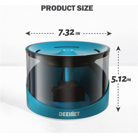 Cat Water Fountain,74oz/2.2L Ultra Quiet Automatic Water Dispenser for Cats Dogs - Picture 2 of 7